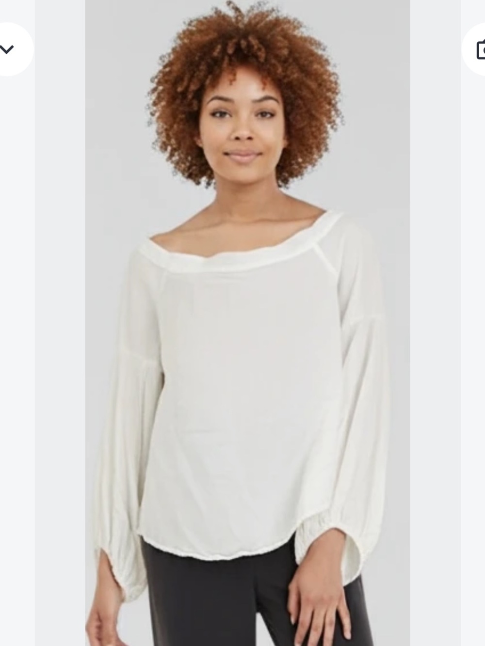 👗Anthropologie White linen blend Off-Shoulder Long Sleeve Top